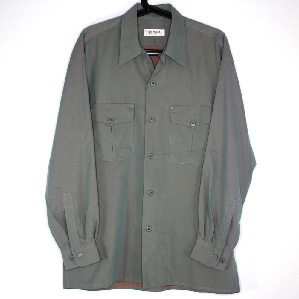 Equipment Mens Medium Iridescent Soft Flowy Loop Button Up Shirt NEW RARE G1418